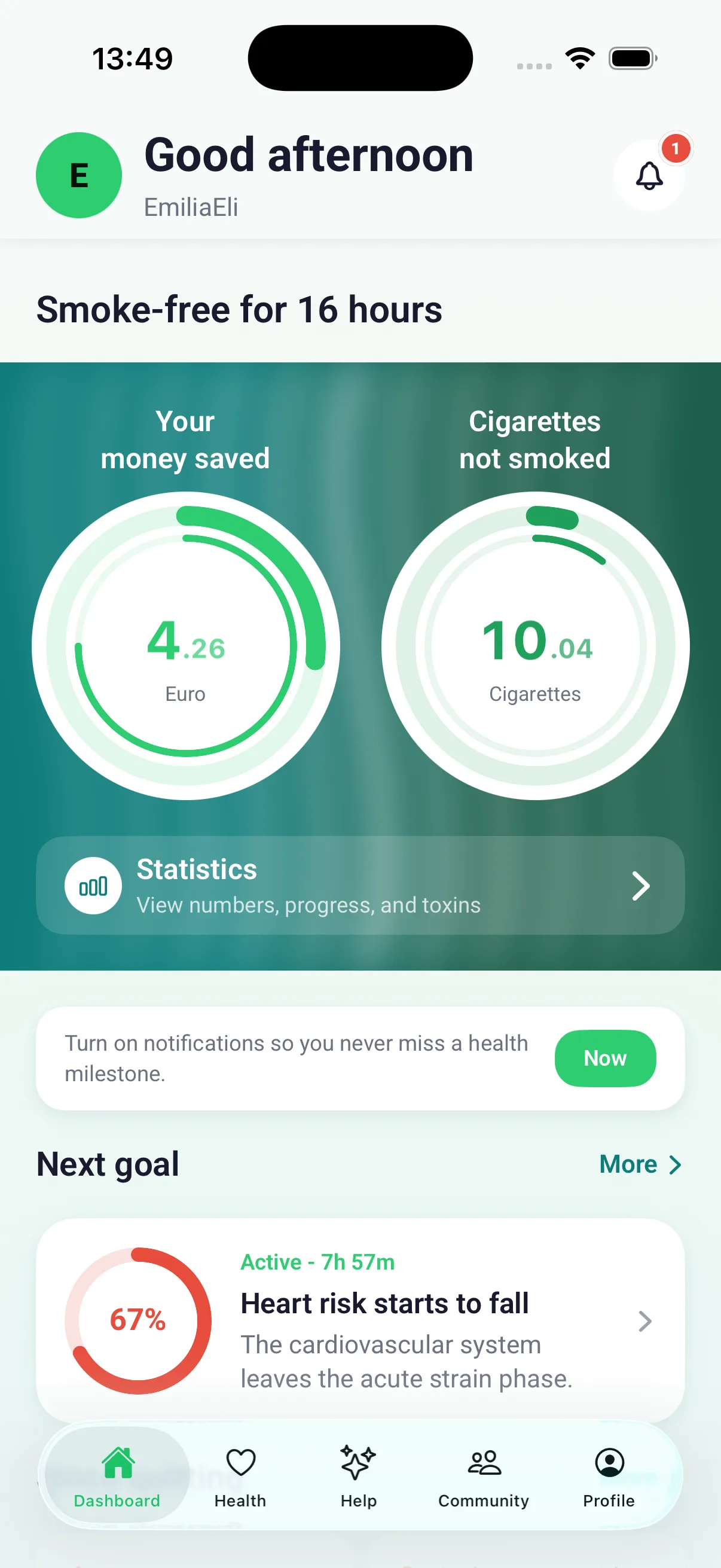 Counter for money saved